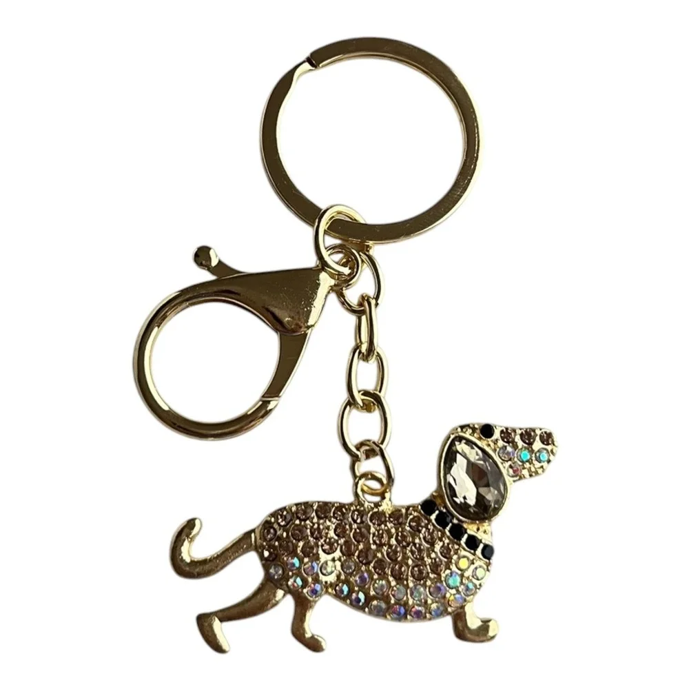 Women's Gold Tone Dachshund Dog Key Chain 4